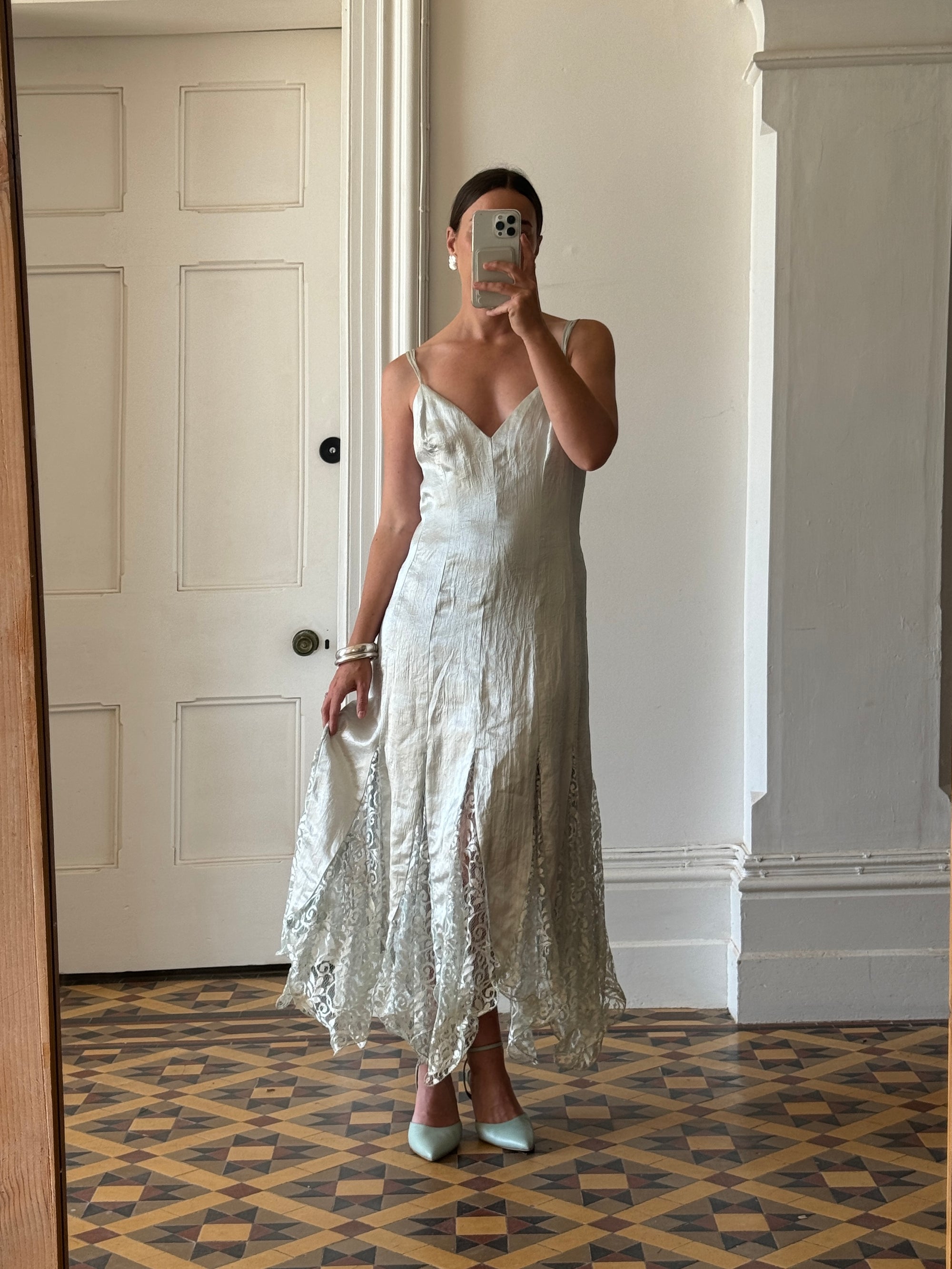 Vintage 90s Ice Blue Slip Dress Lace Hanky Hem Call Me The Breeze Vintage 90s Ice Blue Slip Dress Lace Hanky Hem Call Me The Breeze