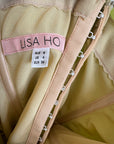 Vintage Y2K Chartreuse Strapless Pure Silk Brooch Dress