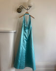 Vintage 90s A-Line Aqua Prom Dress with Rhinestones