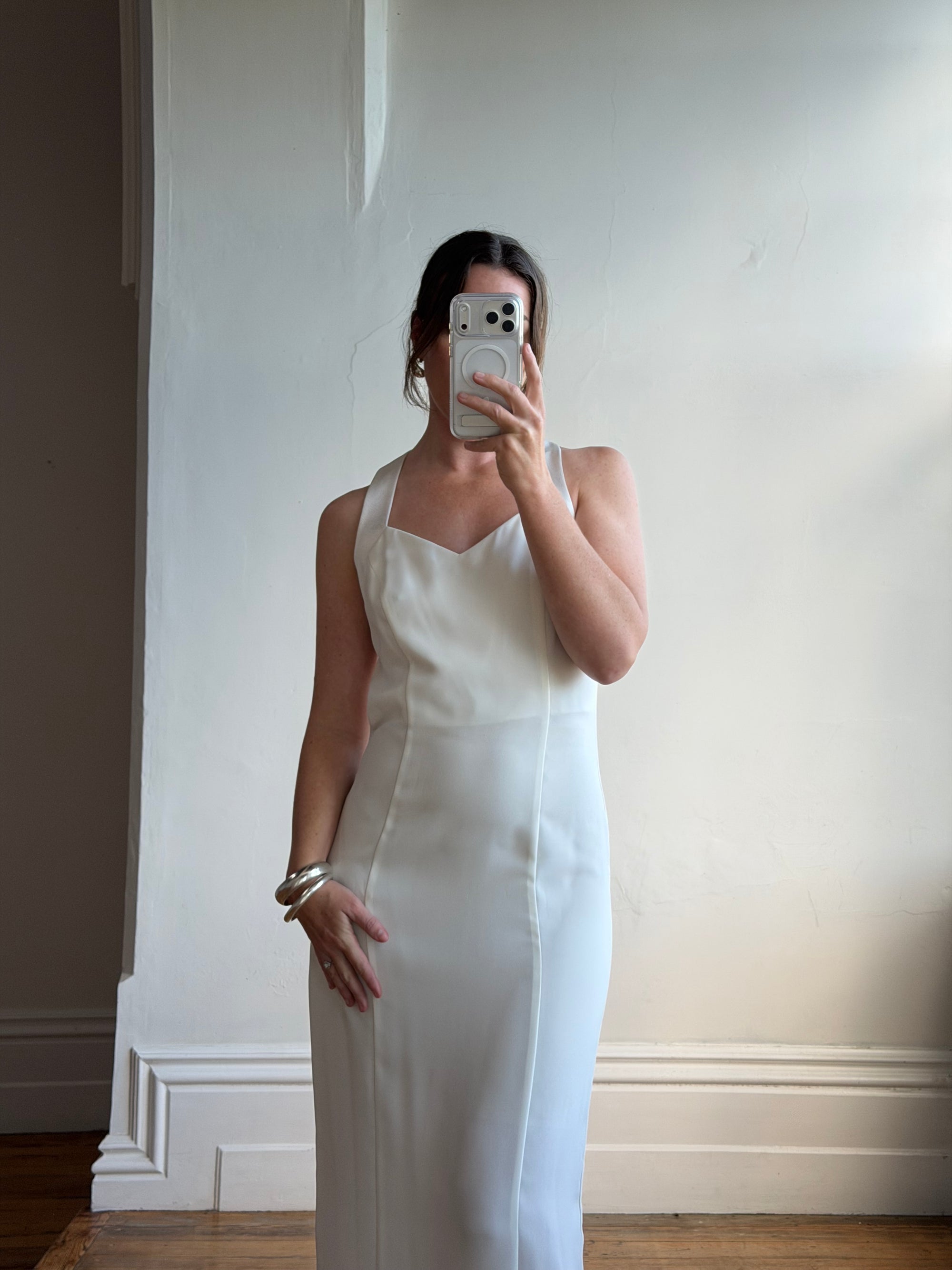 Vintage 90s Australian Made Bow Crepe Pencil Dress