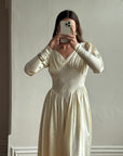 Vintage 40s Satin Minimalist Wedding Gown Creme