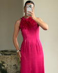 Vintage Valentino Pure Silk Organza Petal Gown Fuschia