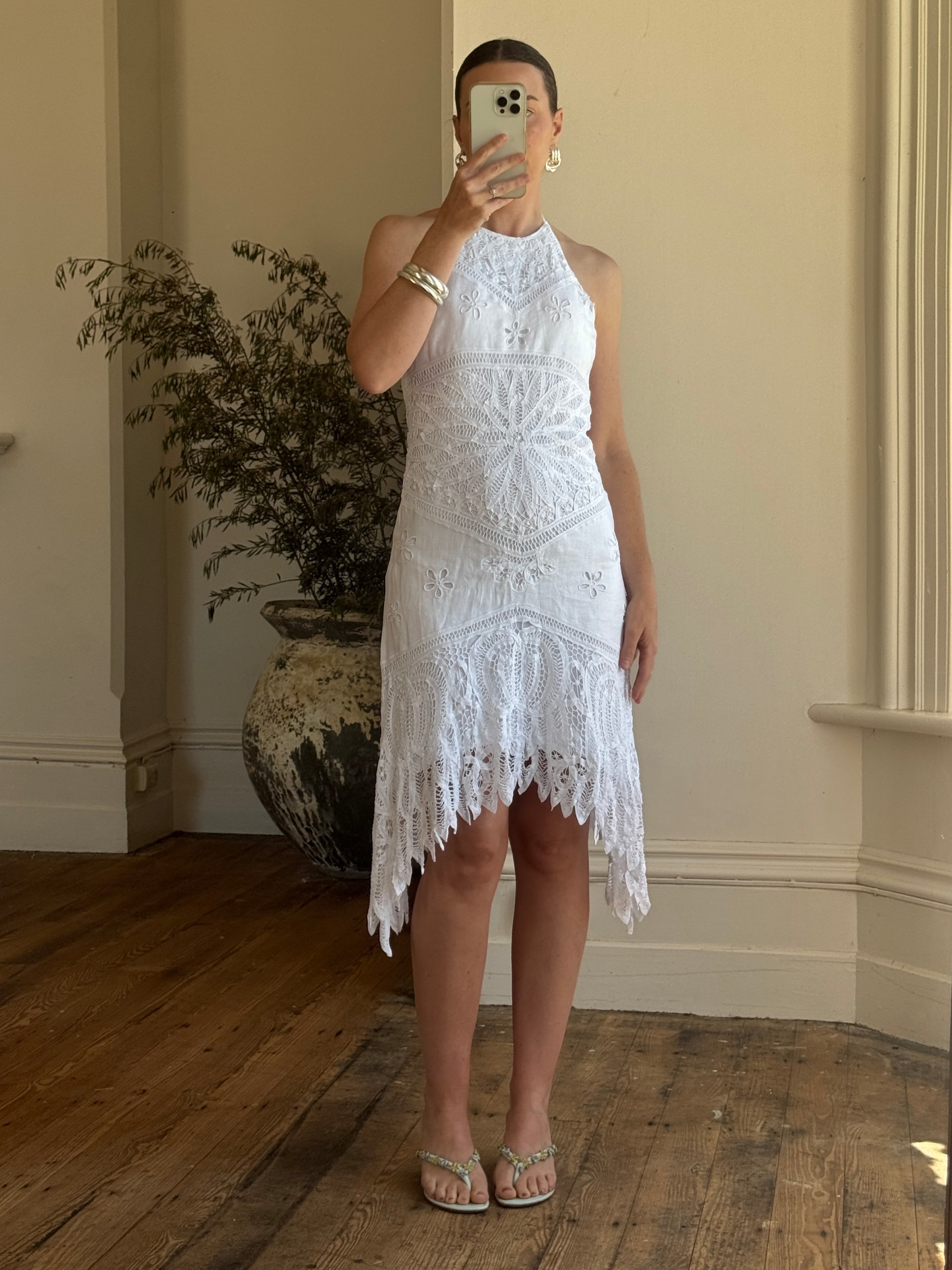 Vintage 90s Crochet Linen Handkerchief Halter Dress Call Me The Breeze Vintage 90s Crochet Linen Handkerchief Halter Dress Call Me The Breeze