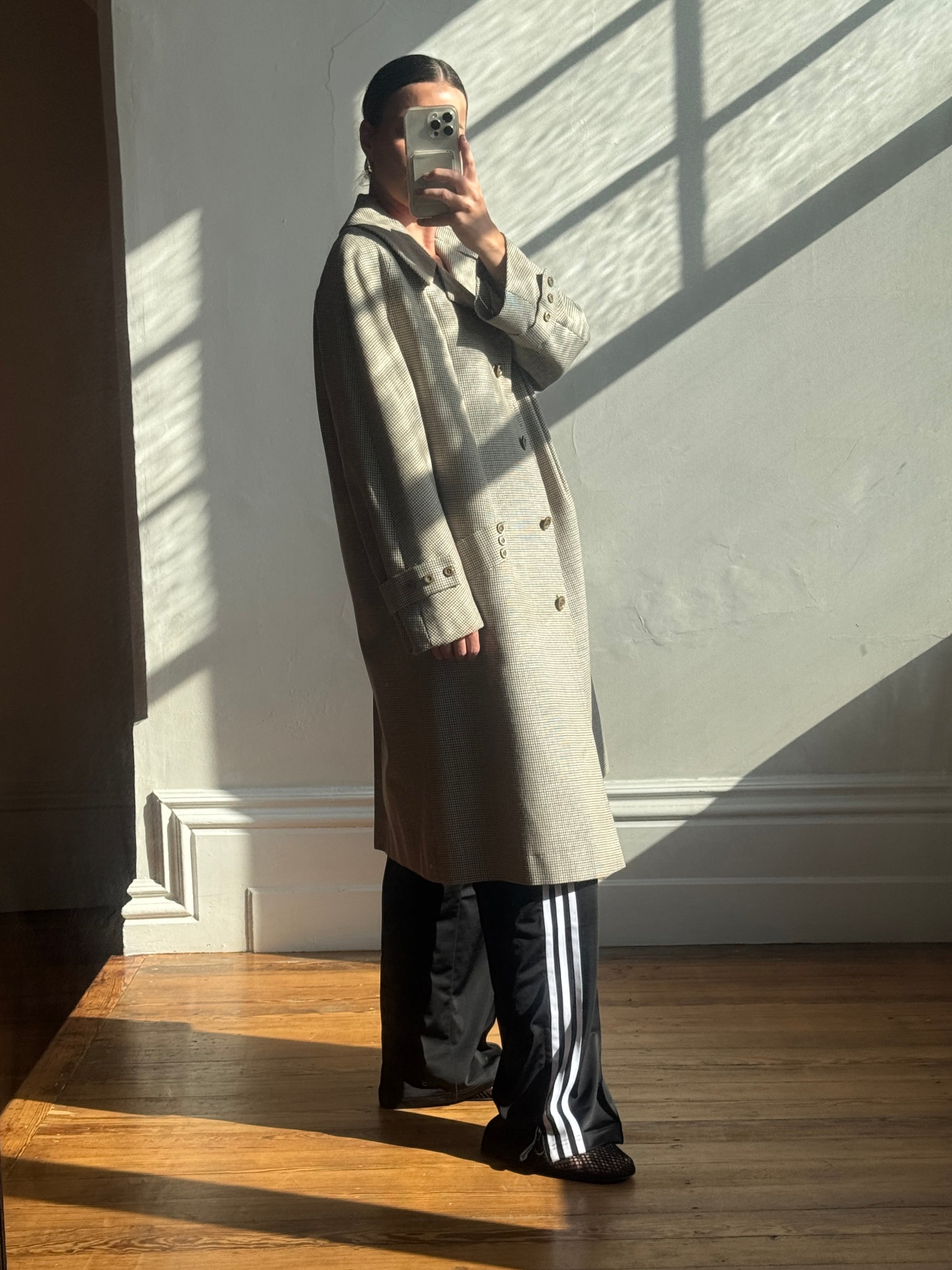Vintage 60s Australian Made Herringbone Trench Latte