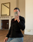 Vintage 90s Velvet Cloverleaf Blazer Noir