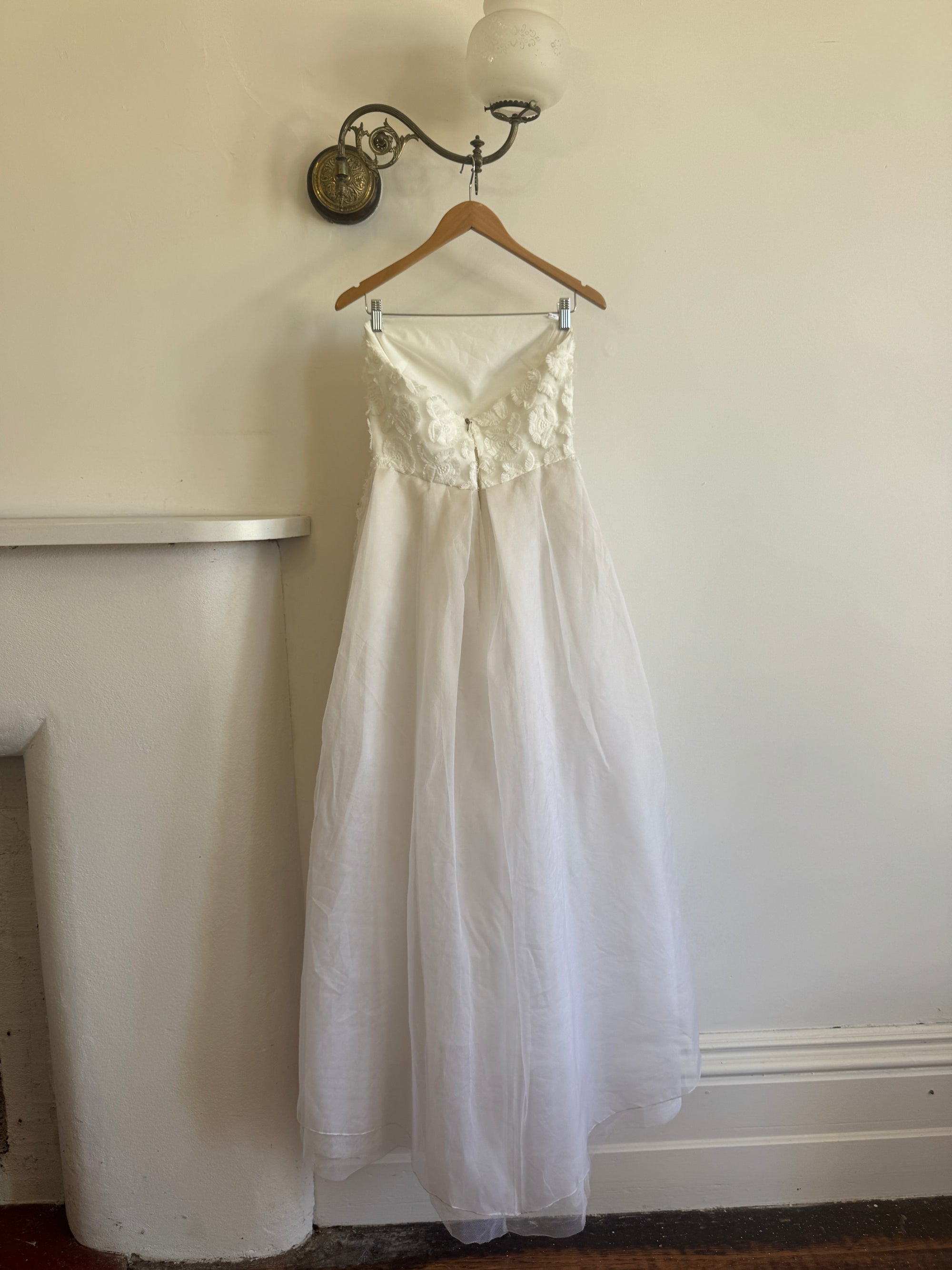 Vintage Y2K Strapless 3D Abstract Floral Wedding Gown