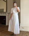 Vintage 40s Minimal Puff Sleeve Bias Wedding Dress