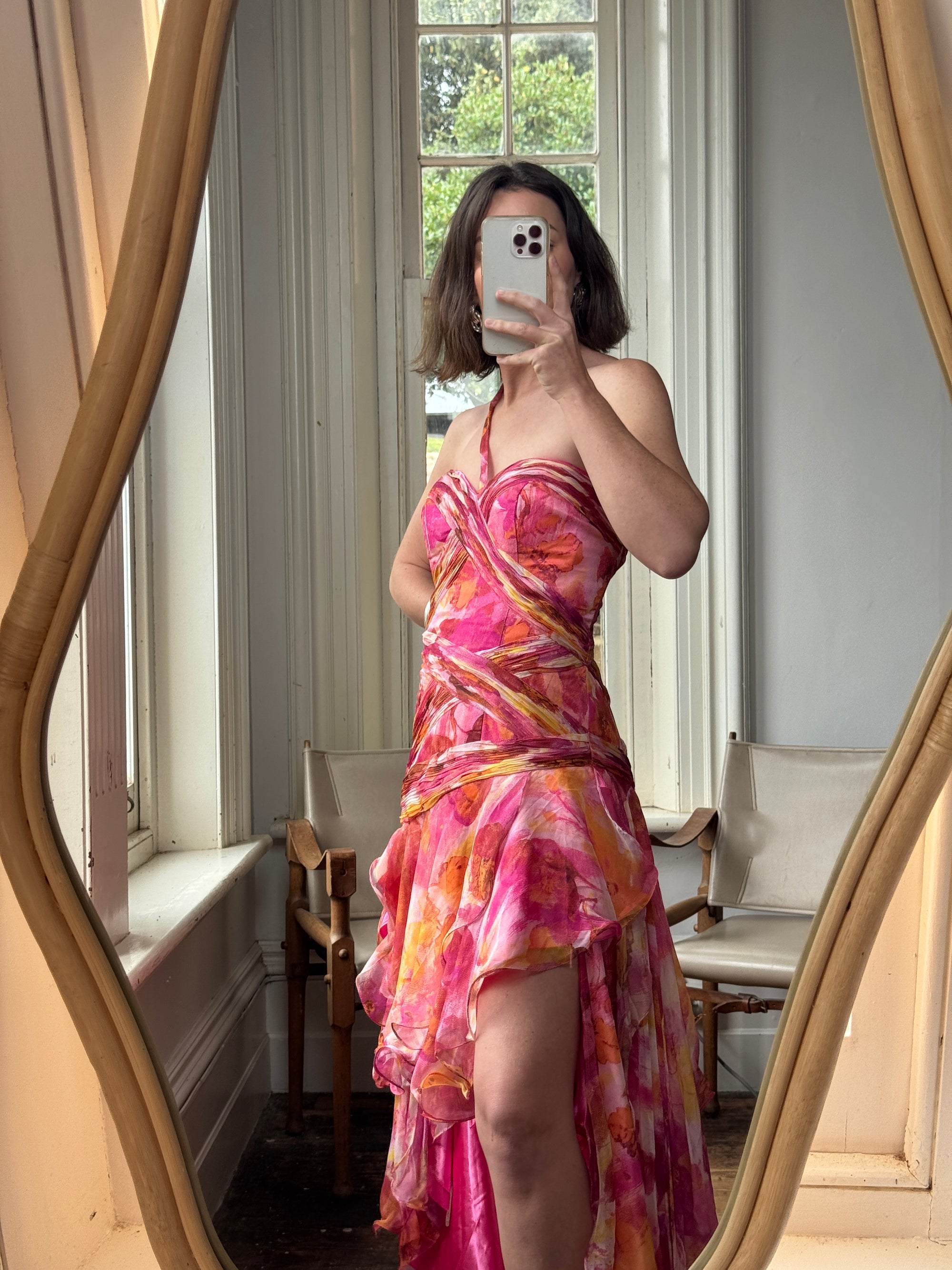 Vintage Y2K High Low Sunrise Ruffle Dress