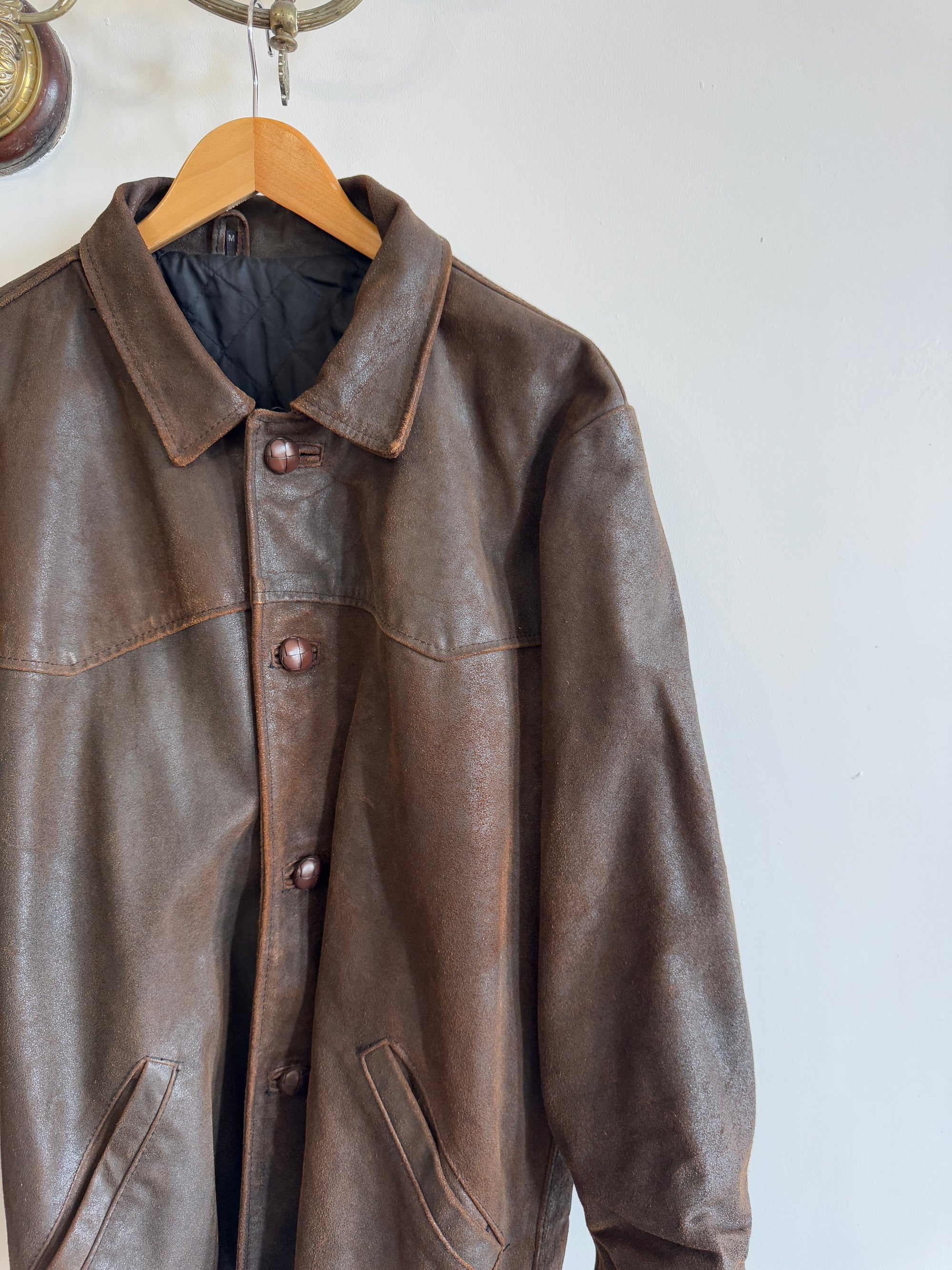 Vintage 80s Brown Suede Leather Bomber Jacket