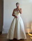 Vintage 90s Pure Silk Couture Diamante Wedding Gown