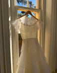 Vintage 70s Tiered Organza Prairie Daisy Wedding Dress