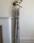 Vintage 90s Pure Silk High Front Embellished Lavender Gown