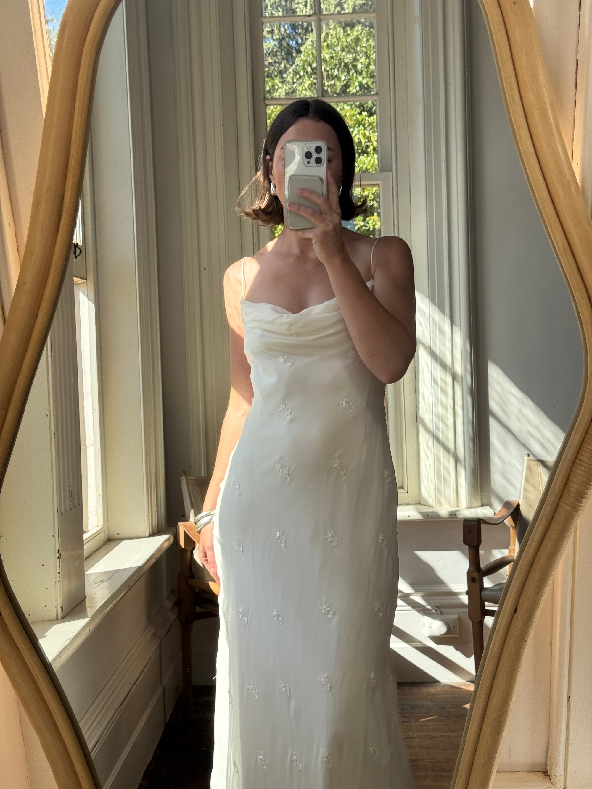silk bias cut wedding dress The Daisy Dress A bias cut silk charmeuse slip dress with French lace