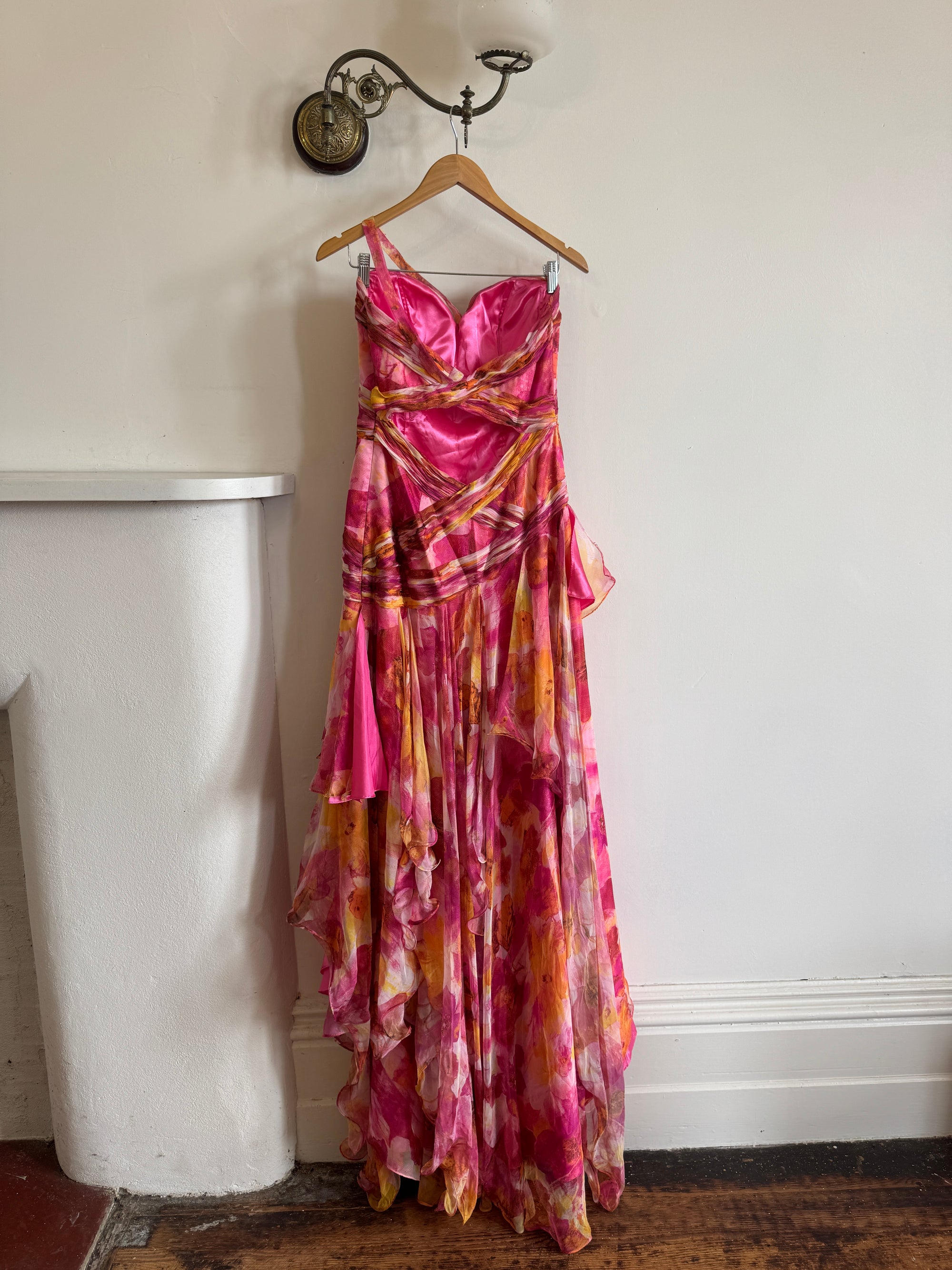 Vintage Y2K High Low Sunrise Ruffle Dress