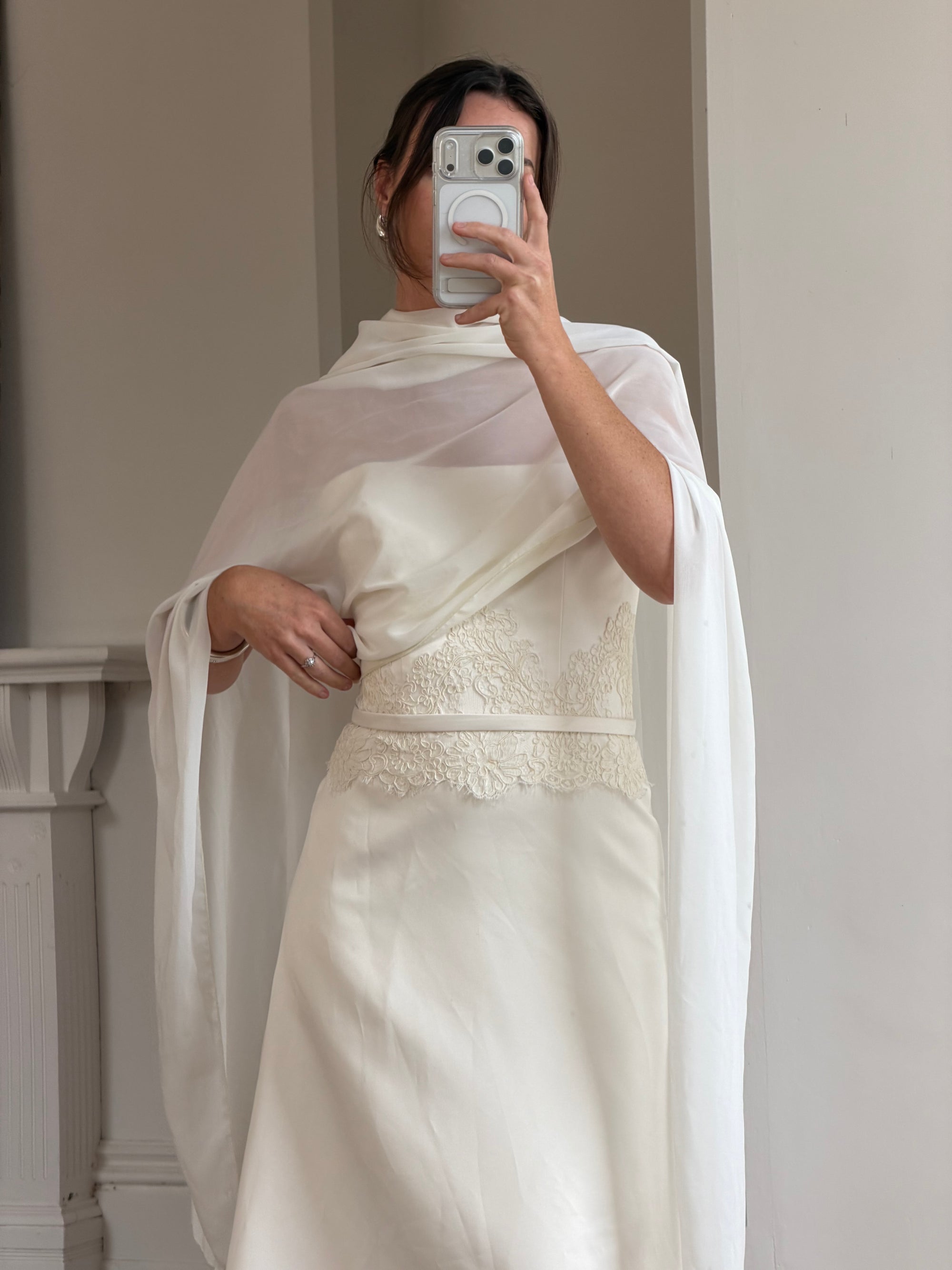 Vintage Y2K Satin Minimalist Strapless Wedding Gown (extra long)