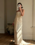 Vintage 90s Pure Silk Waterfall Strapless Bridal Gown