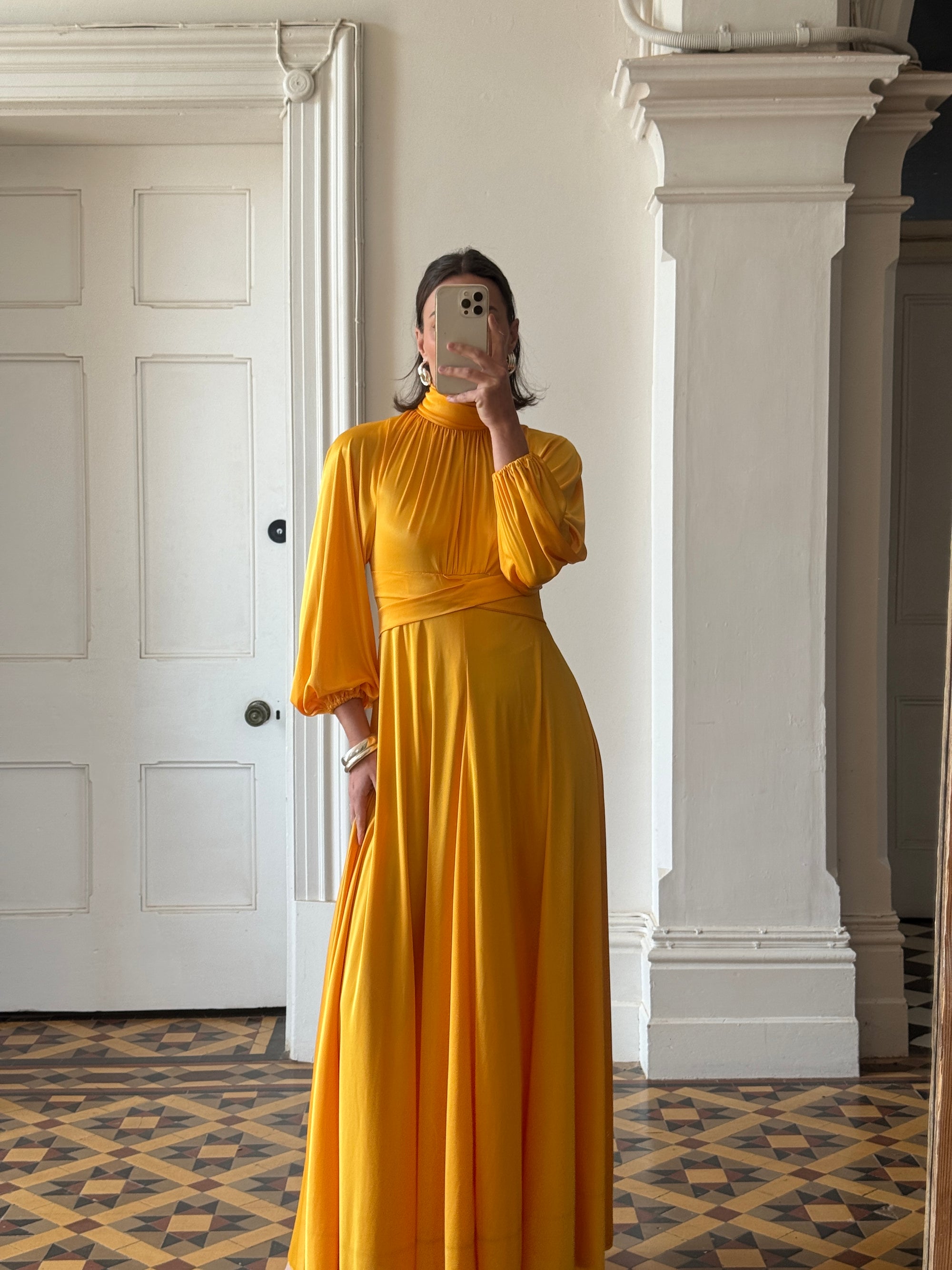 Vintage 70s Marigold Swing Maxi Dress