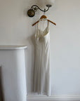 Vintage 90s Daisy Sheer Halter Midi Dress White