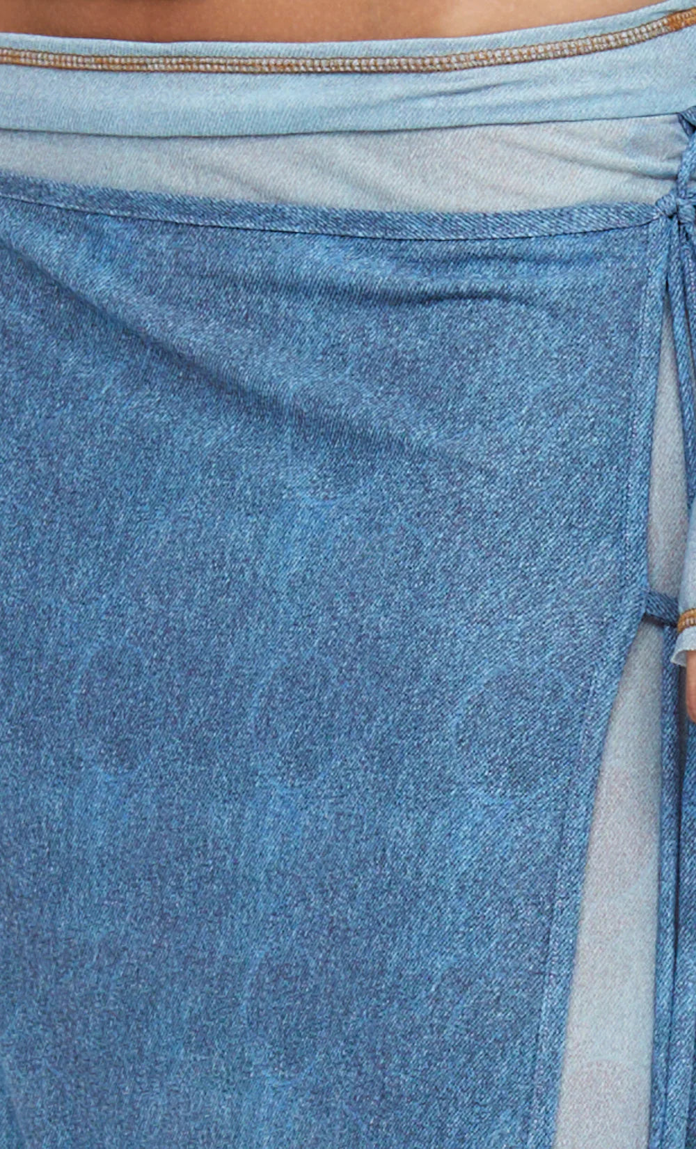 Bec and Bridge Hayden Wrap Midi Skirt Spliced Denim