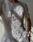 Vintage 80s Rope Embroidered Taffeta Wedding Gown