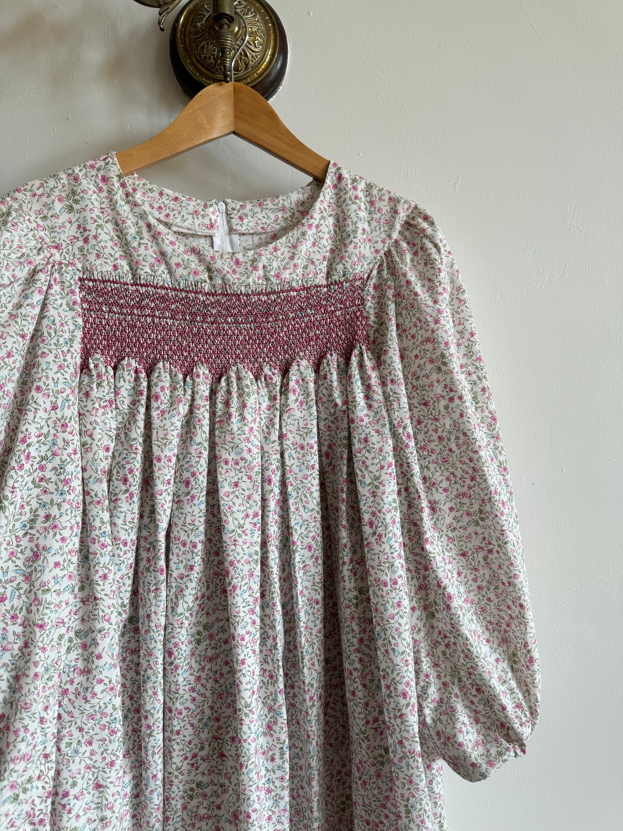 Vintage Shirred Smock Dress Petite Floral