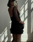Archival Y2K Lace Ruffle Mini Dress Noir
