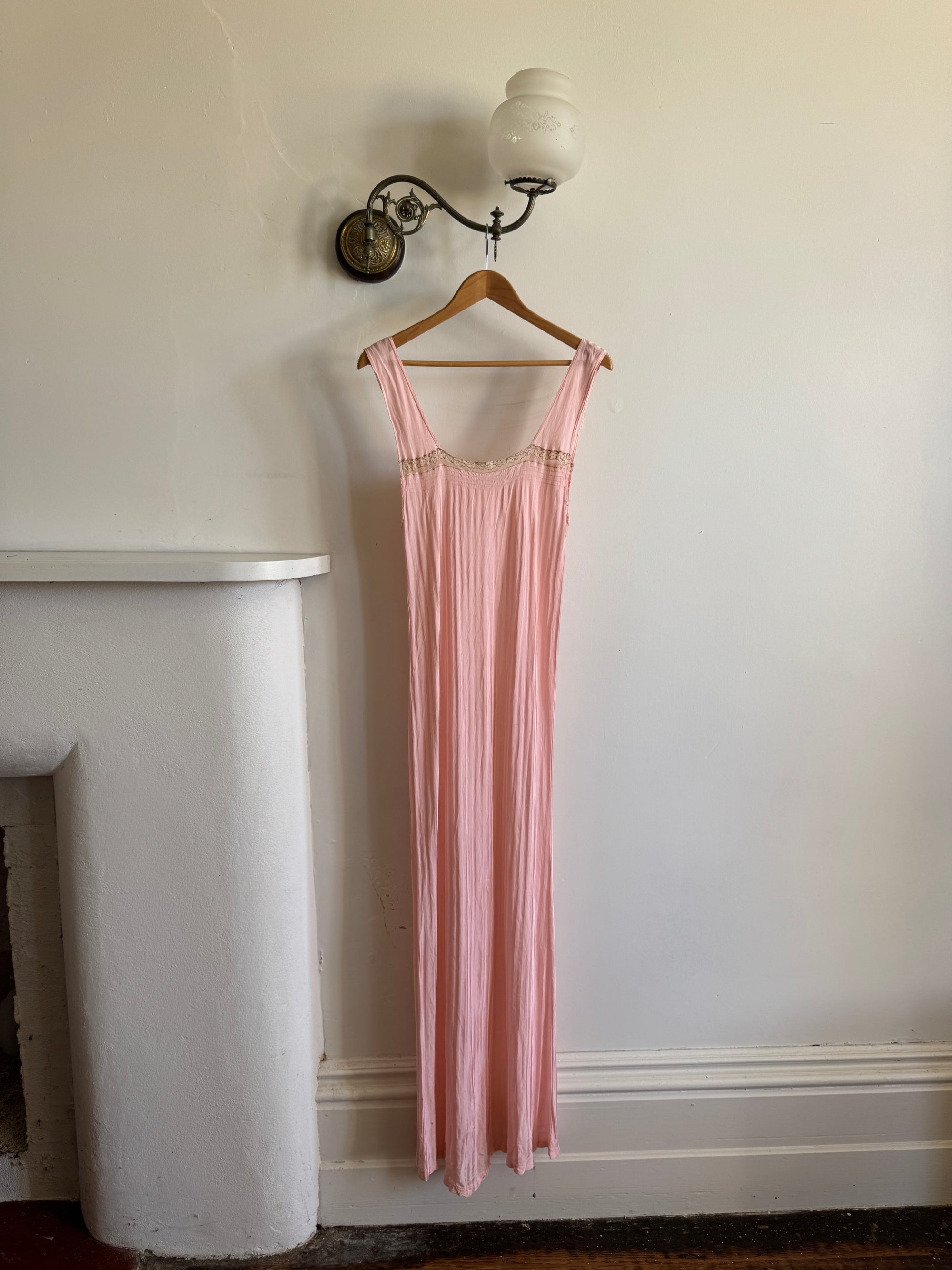 Vintage 30s Blush Pink Negligee Slip Dress