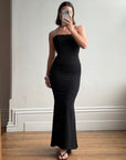 Vintage 90s Black Sleeveless Column Maxi Dress