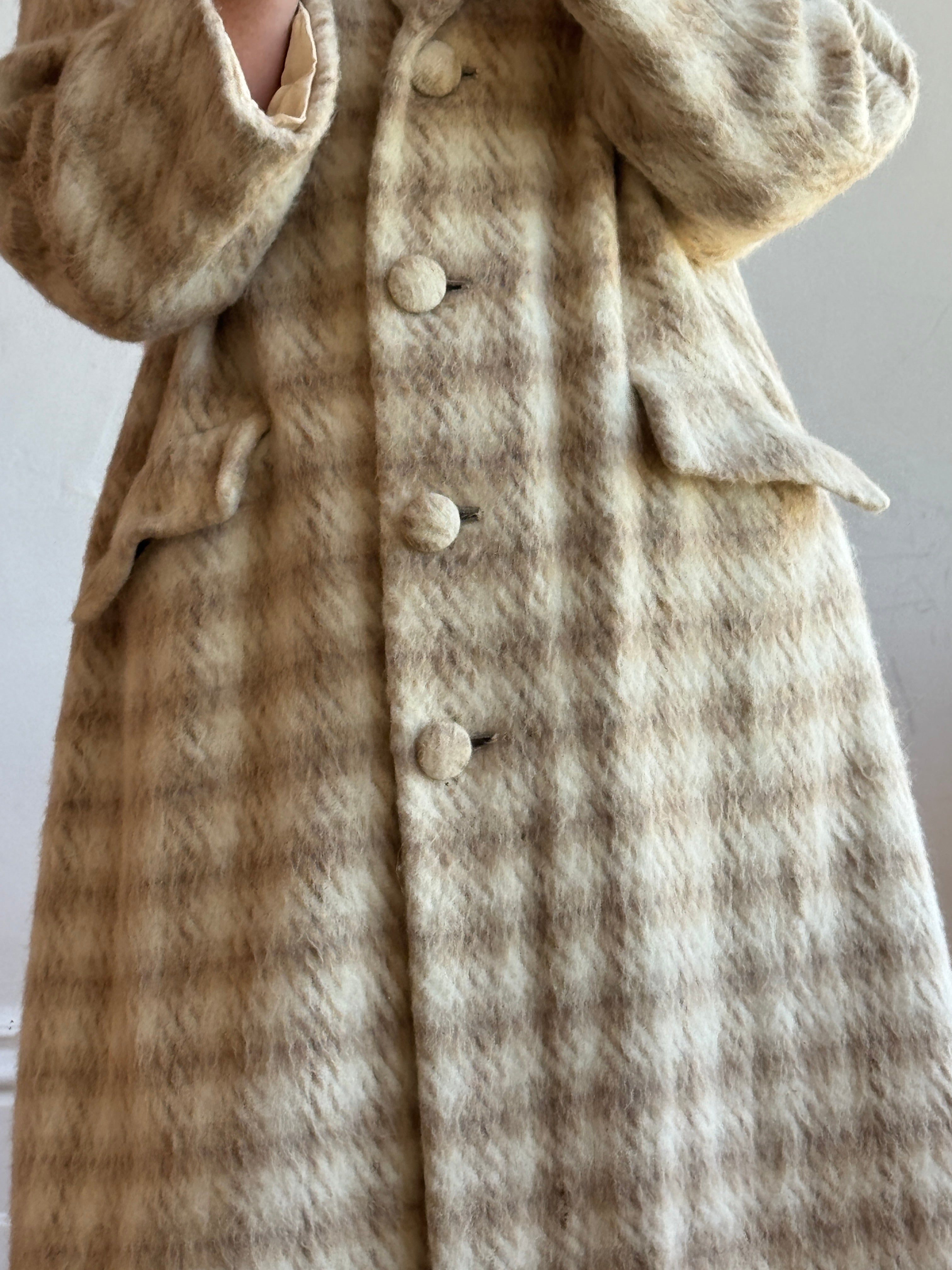 Vintage 60s Wool and Mohair Creme Check Coat – Call Me The Breeze