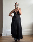Vintage 80s Sheer Lace Slip Dress Noir
