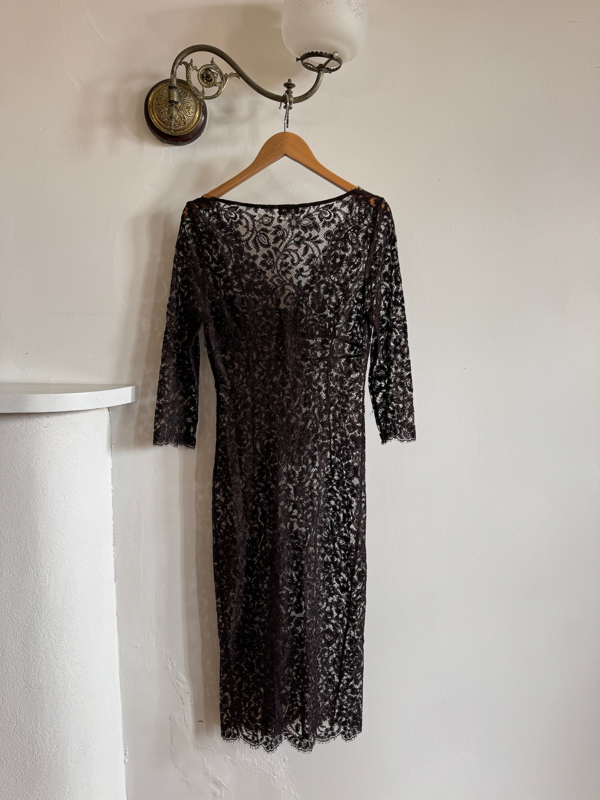 Vintage Y2K Collette Dinnigan Brown Lace Dress