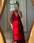 Vintage 90s Pure Silk High Low Halter Dress Scarlett
