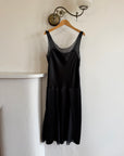 Vintage 90s Satin Drop Waist Midi Dress Noir