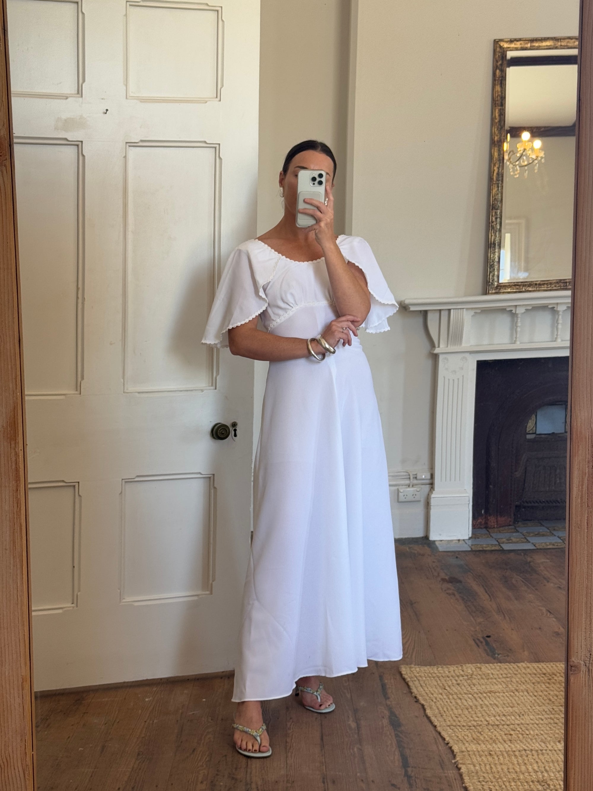 Vintage 60s Crepe Caplette Wedding Dress