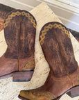 Vintage Mexican Old Gringo Western Cowboy Boots Cognac Brown