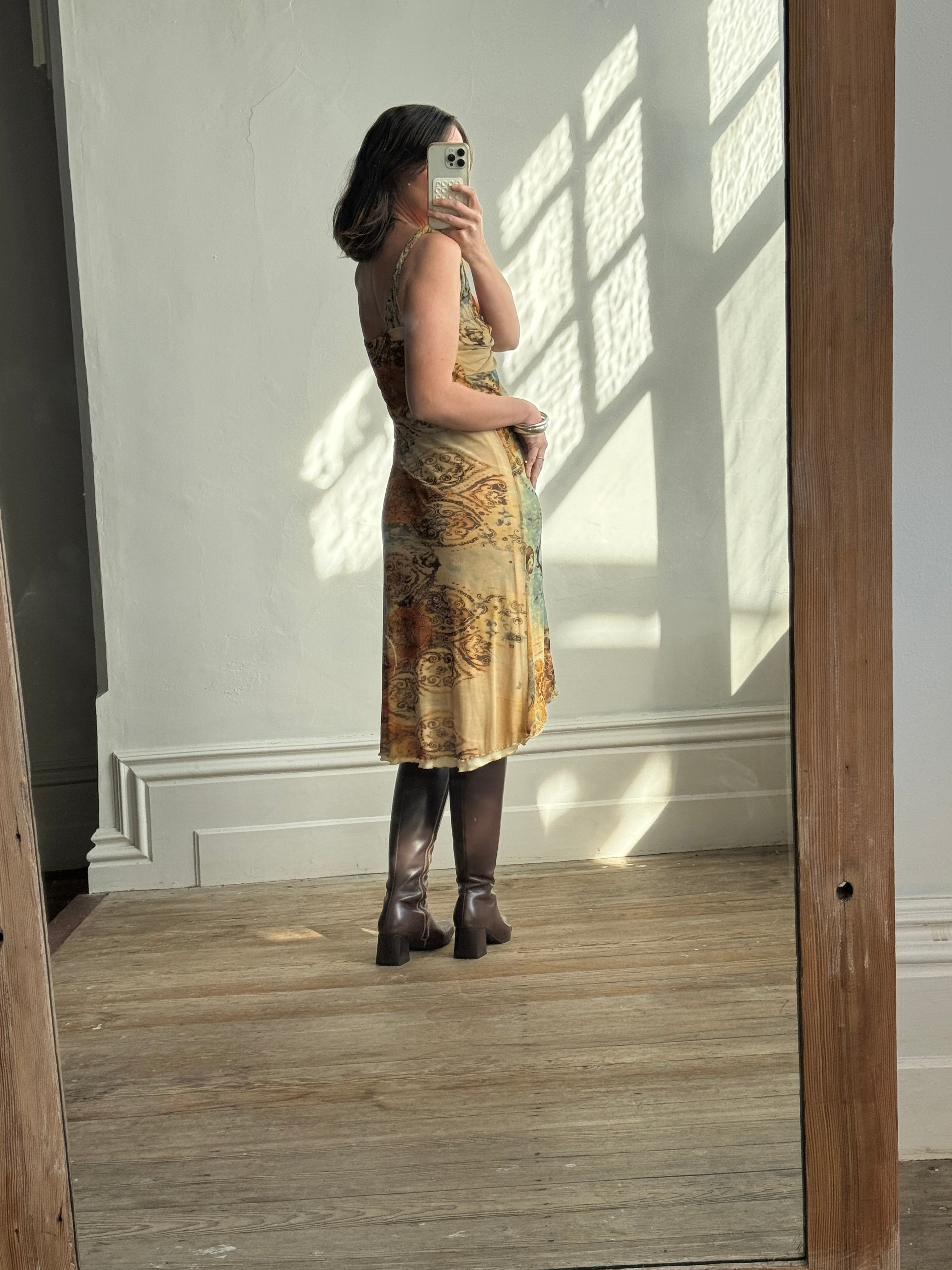 Vintage Y2K Golden Bodycon Dress