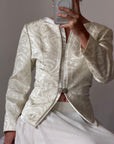 Vintage 90s Jacquard Rhinestone Jacket and Chiffon Bridal Skirt Set
