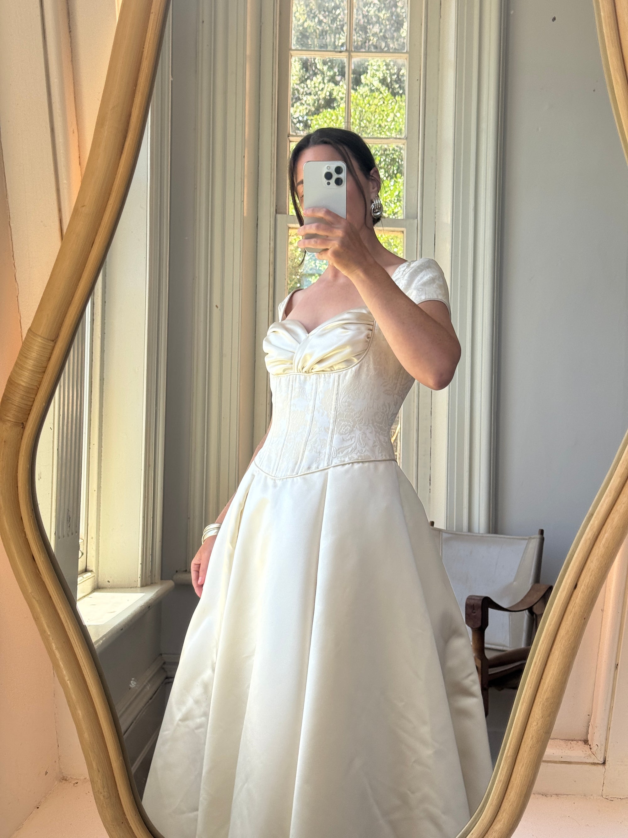 Vintage 90s Corset Satin Cap Sleeve Wedding Gown – Call Me The Breeze