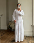 Vintage 60s Crochet Lace Long Sleeved Wedding Gown