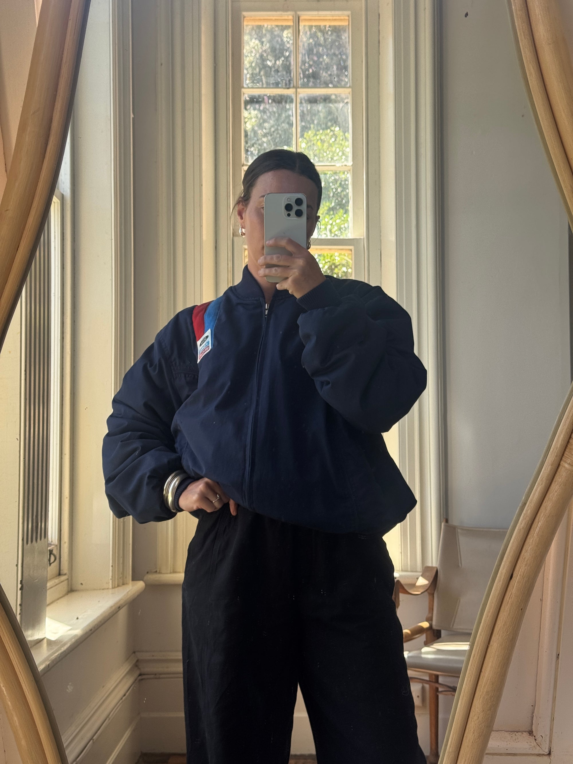 Vintage 70s Ford Bomber Jacket Navy