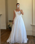 Vintage 90s Scoop Neck Floral Wedding Dress