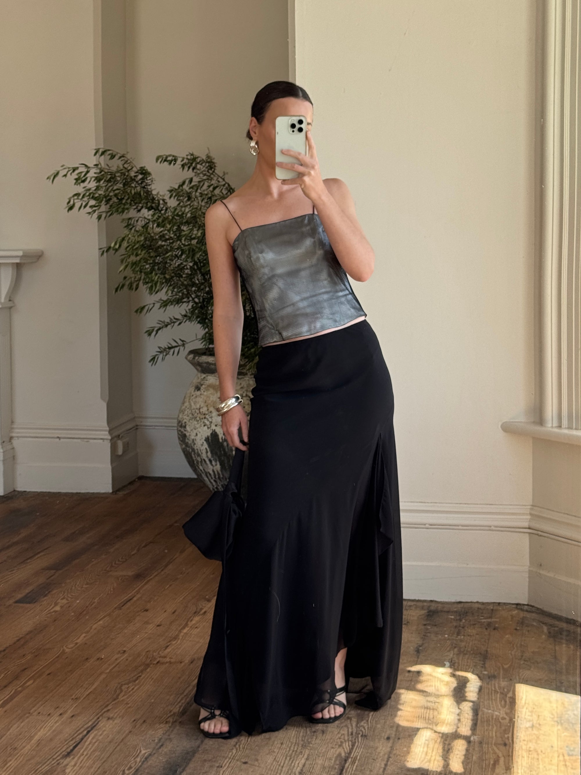 Vintage 90s Mesh Crop and Fairy Skirt Set Noir