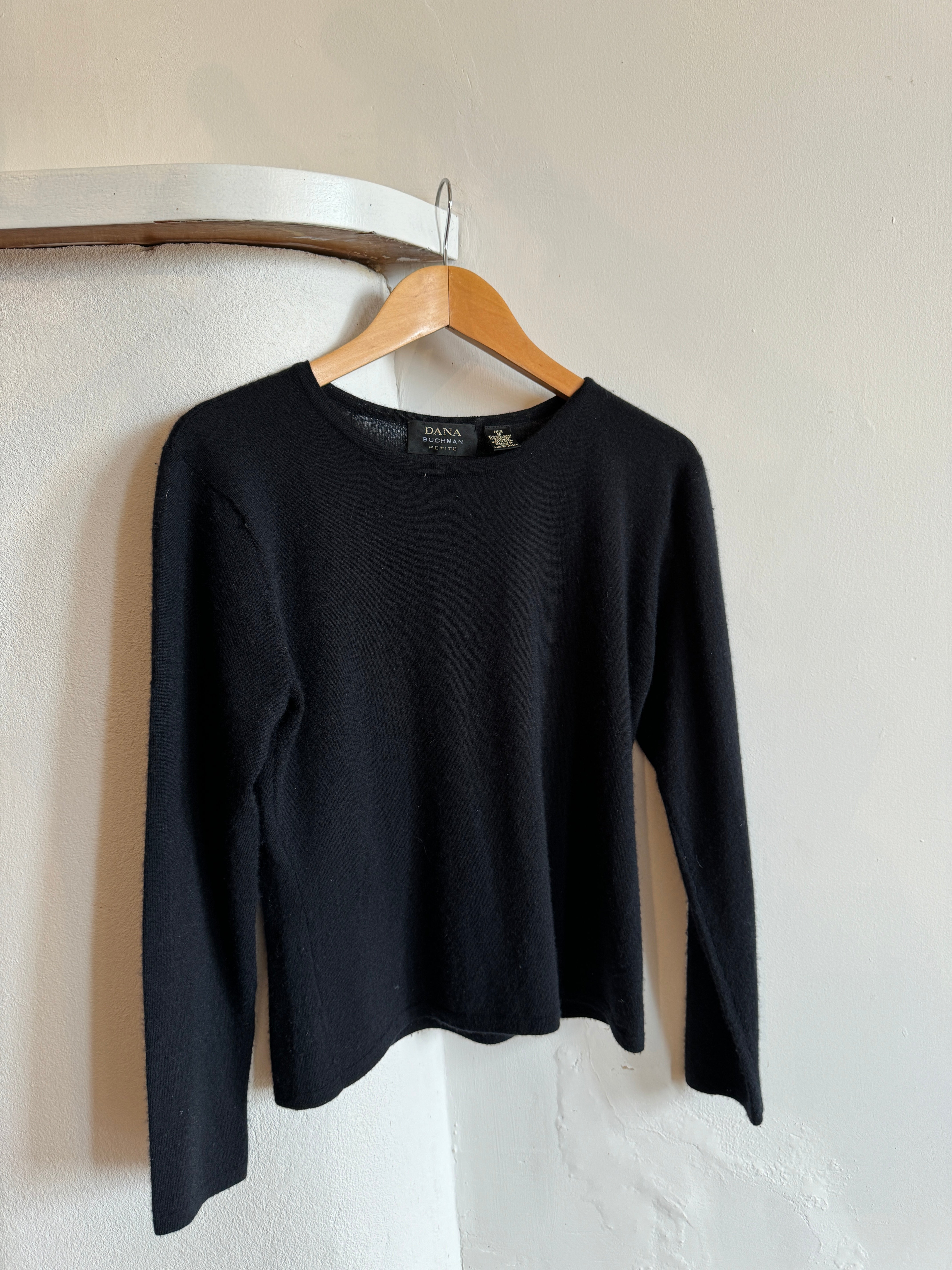 Vintage 90s Cashmere and Wool Knit Top Black