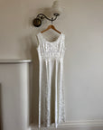 Vintage 50s Satin Jacquard Scalloped Bridal Dress