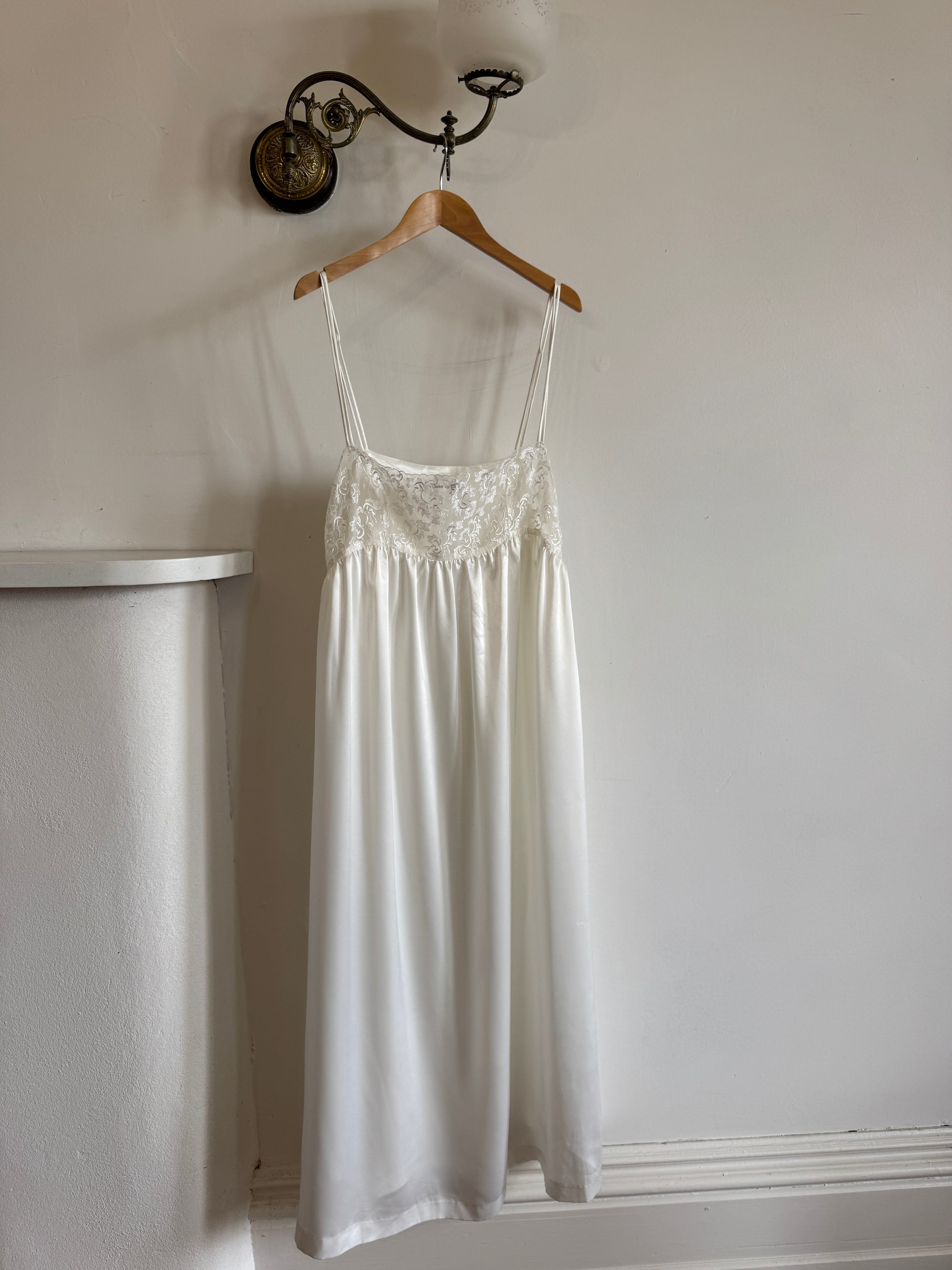 Vintage 90s Christian Dior Babydoll Satin Slip Dress Ivory