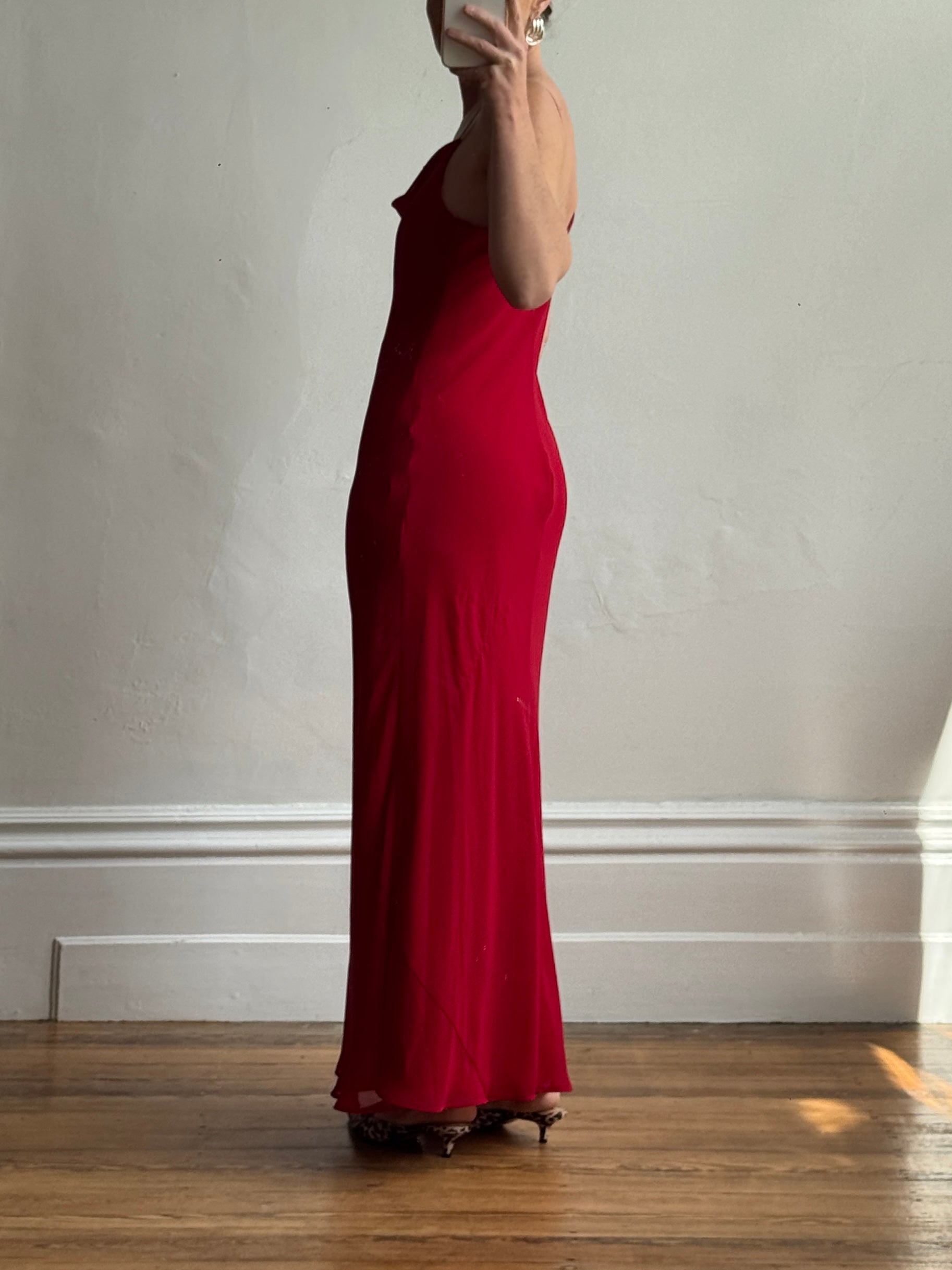 Vintage 90s Scarlett Cowl Neck Slip Dress