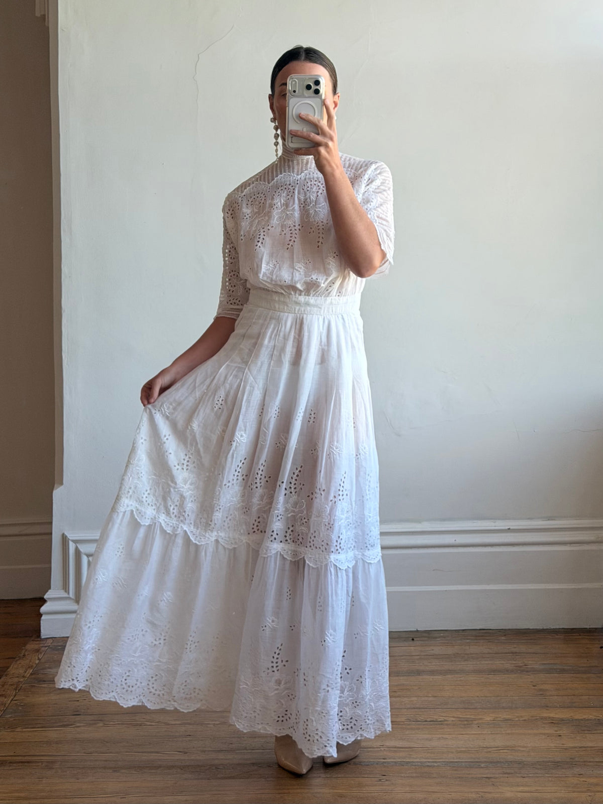 Vintage Edwardian Soiree Garden Broderie Anglaise Dress