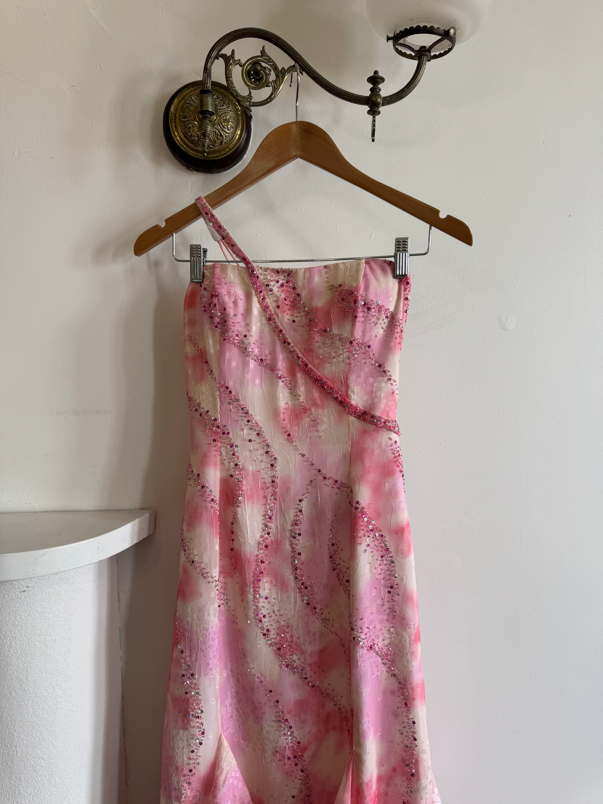 Vintage Y2K Fairy Floss Embellished Ruffle Gown