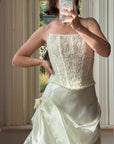 Vintage 90s Italian Sequin Bustier and Ruffle Skirt Bridal Set