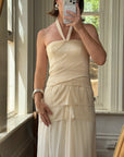 Vintage 90s Pure Silk Waterfall Strapless Bridal Gown
